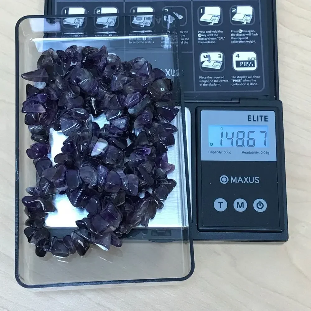 Vintage Amethyst Chip Nugget Bead Necklace Purple Infinity 148g 36” Handmade